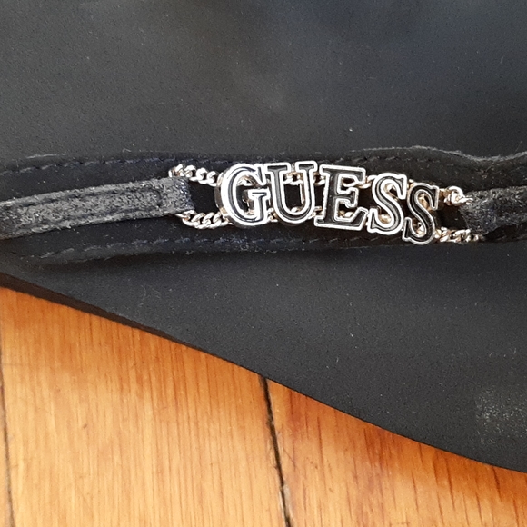 Black Guess Sandals with silver accent Sparkle strap womens size 10 - Picture 3 of 4